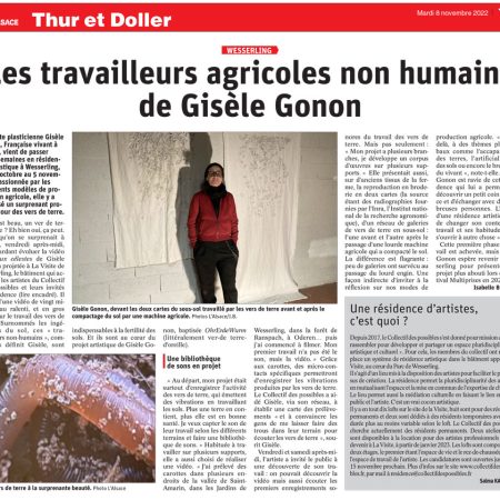 Novembre 2022 - L'Alsace - Les travailleurs agricoles non humains de Gisèle Gonon