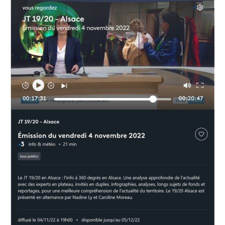 Novembre 2022 - France TV JT 19/20